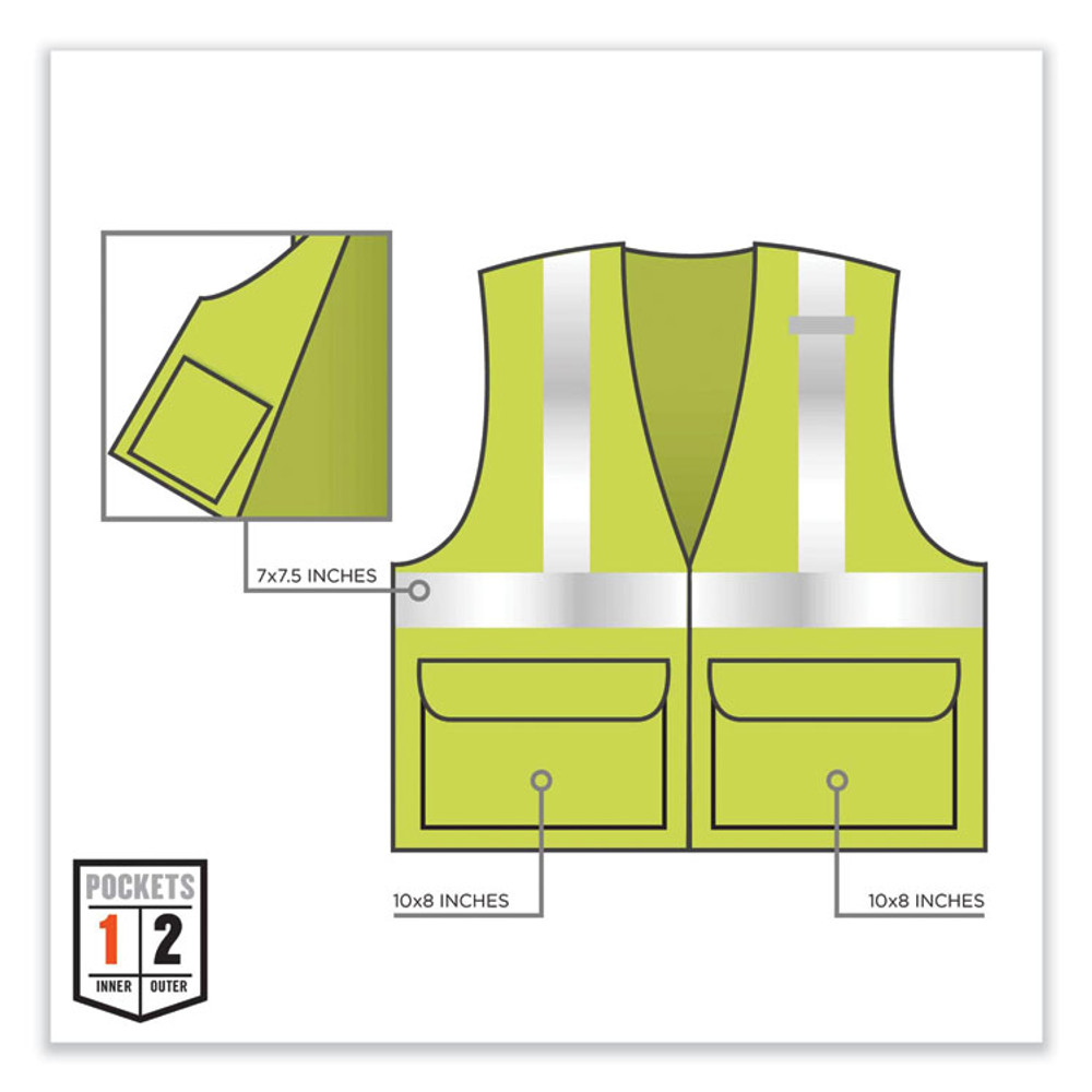 TENACIOUS HOLDINGS, INC. ergodyne® 21149 GloWear 8220HL Class 2 Standard Mesh Hook and Loop Vest, Polyester, 4X-Large/5X-Large, Lime