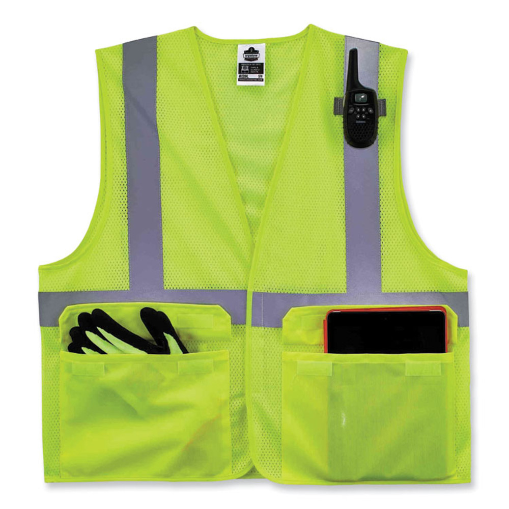 TENACIOUS HOLDINGS, INC. ergodyne® 21149 GloWear 8220HL Class 2 Standard Mesh Hook and Loop Vest, Polyester, 4X-Large/5X-Large, Lime