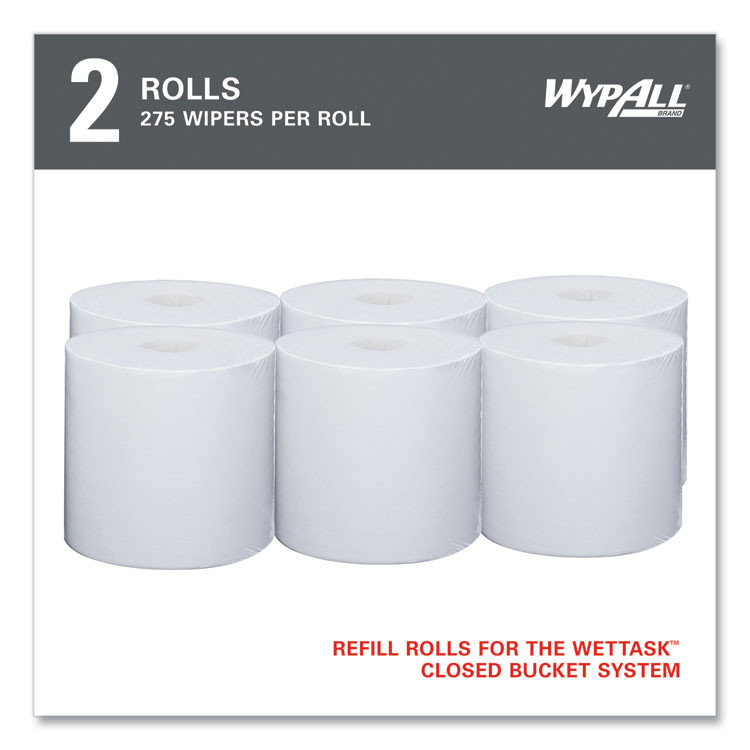 KIMBERLY-CLARK PROFESSIONAL WypAll® 06006 Power Clean Wipers for Solvents WetTask Customizable Wet Wiping System, Wipers Only, 9 x 15, White, 275/Roll, 2 Rolls/Carton