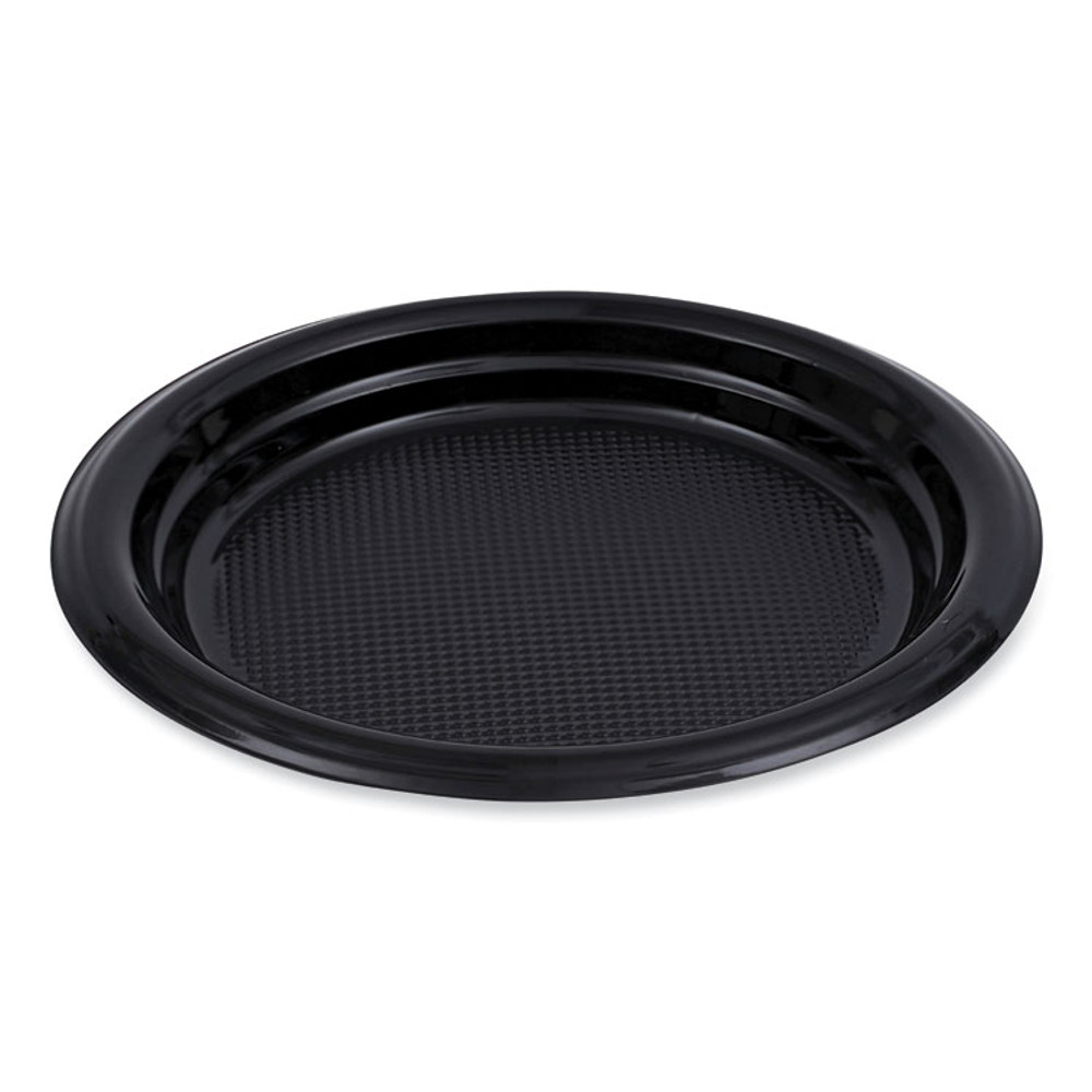 BOARDWALK PLTHIPS6BL Hi-Impact Plastic Dinnerware, Plate, 6" dia, Black, 1,000/Carton