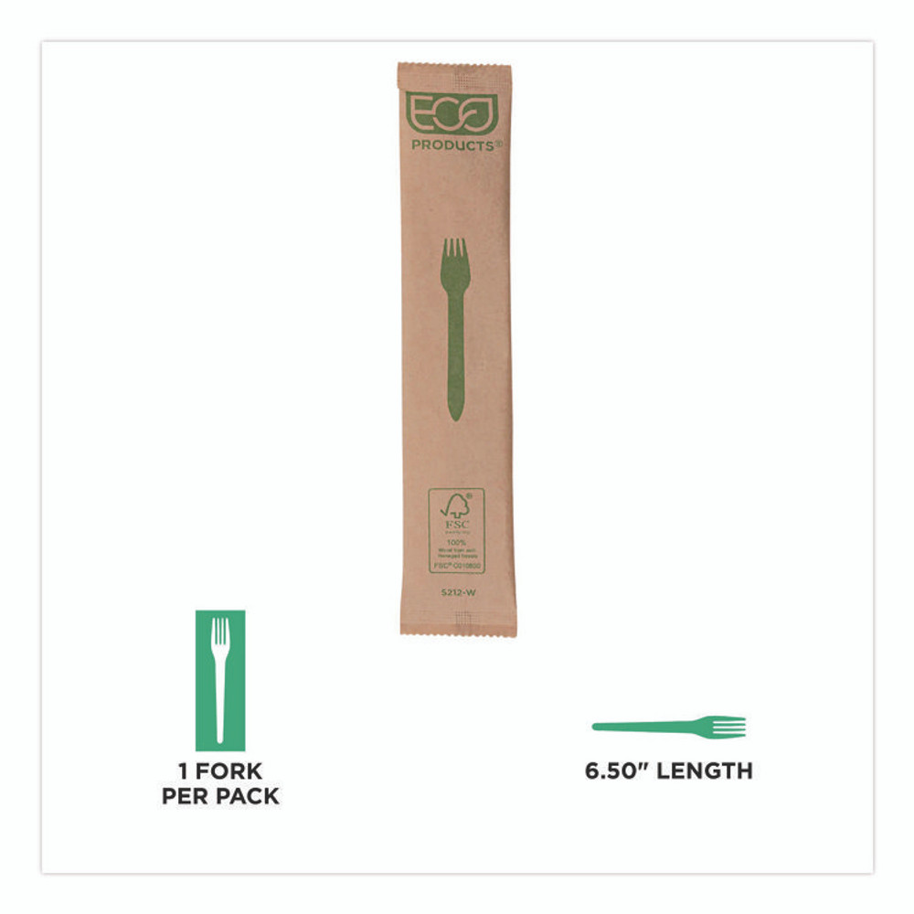 ECO-PRODUCTS,INC. EPS212W Wood Cutlery, General Purpose Fork, Natural, 500/Carton