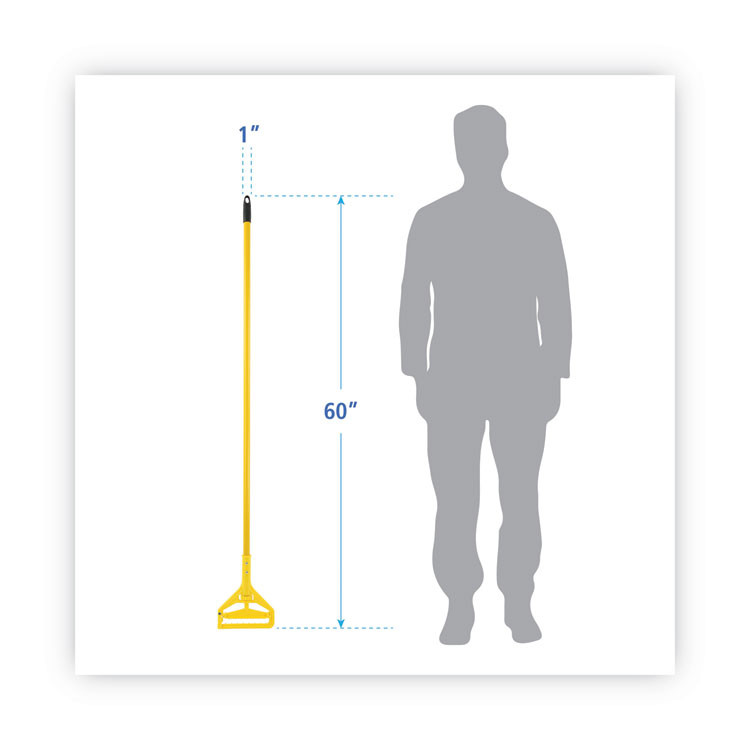 BOARDWALK 620 Quick Change Side-Latch Plastic Mop Head Handle, 60", Yellow