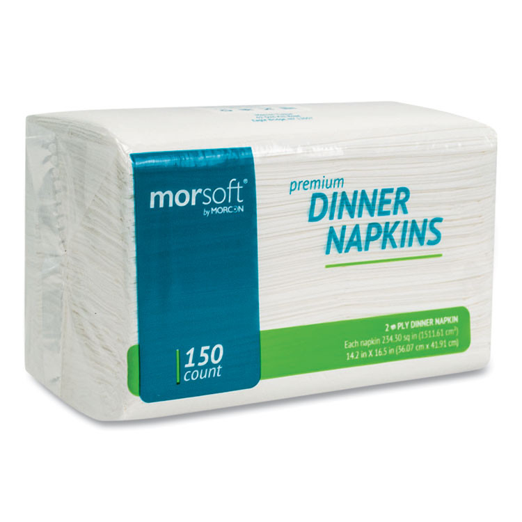 MORCON Tissue 3466 Morsoft Dinner Napkins, 2-Ply, 14.5 x 16.5, White, 3,000/Carton