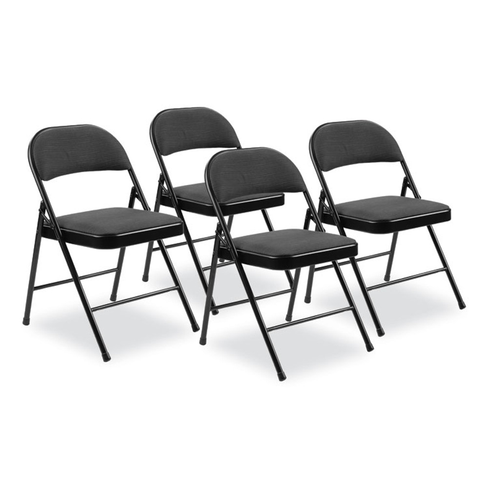 NATIONAL PUBLIC SEATING BASICS by NPS® 970 970 Series Fabric Padded Steel Folding Chair, Supports Up to 250 lb, 17.75" Seat Height, Star Trail Black, 4/Carton