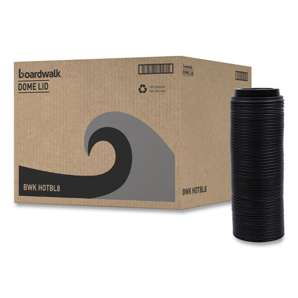 BOARDWALK HOTBL8 Hot Cup Lids, Fits 8 oz Hot Cups, Black, 1,000/Carton