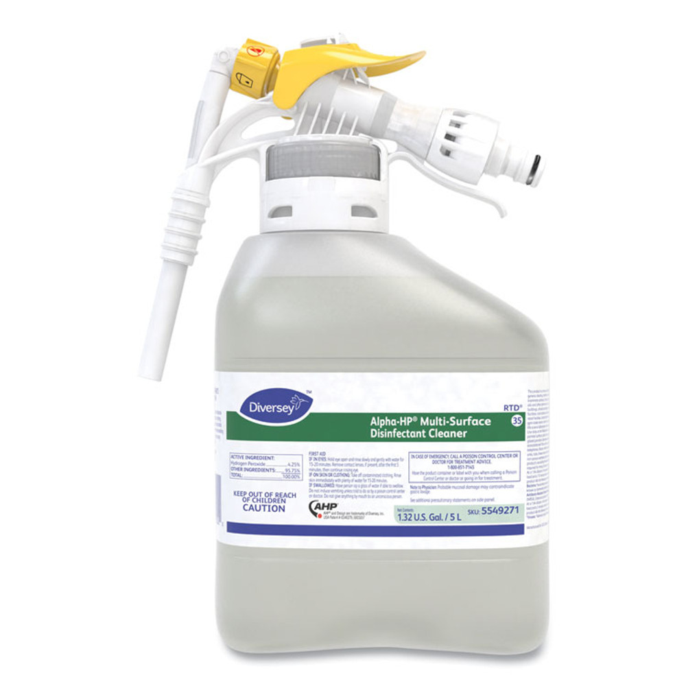 DIVERSEY 5549271 Alpha-HP Concentrated Multi-Surface Cleaner, Citrus Scent, 5,000 mL RTD Spray Bottle