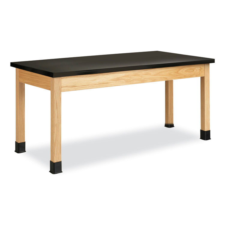 DIVERSIFIED WOODCRAFTS, INC. Spaces™ P7306K30N Classroom Science Table, 72w x 24d x 30h, Black Epoxy Resin Top, Oak Base