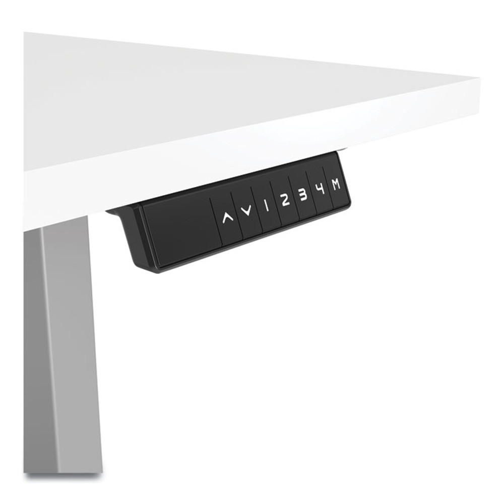 UNION & SCALE 24388476 Essentials Electric Sit-Stand Desk, 55.1" x 27.5" x 25.9" to 51.5", White/Aluminum
