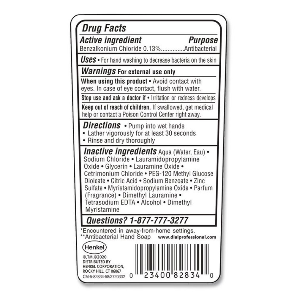 DIAL PROFESSIONAL 82834 Antibacterial Liquid Hand Soap for Sensitive Skin, Light Floral Scent, 7.5 oz, 12/Carton