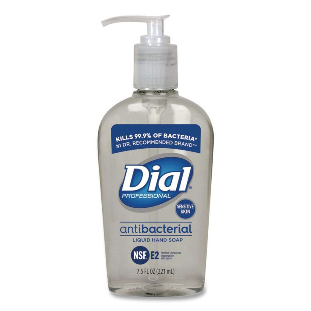 DIAL PROFESSIONAL 82834 Antibacterial Liquid Hand Soap for Sensitive Skin, Light Floral Scent, 7.5 oz, 12/Carton