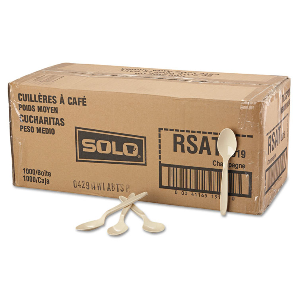 DART SOLO® RSAT Reliance Mediumweight Cutlery, Spoon, Plastic, Champagne, 1,000/Carton