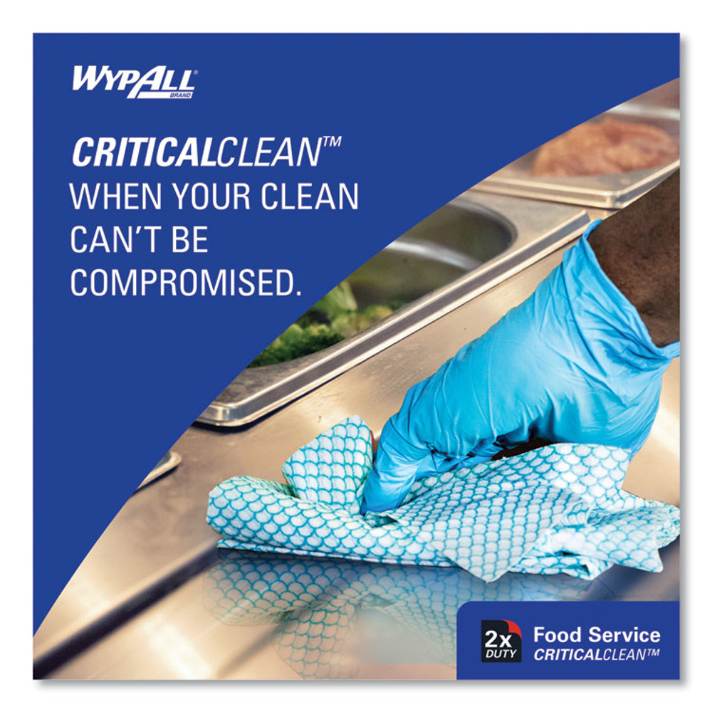 KIMBERLY-CLARK PROFESSIONAL WypAll® 51633 Heavy-Duty Foodservice Cloths, 12.5 x 23.5, Blue, 100/Carton