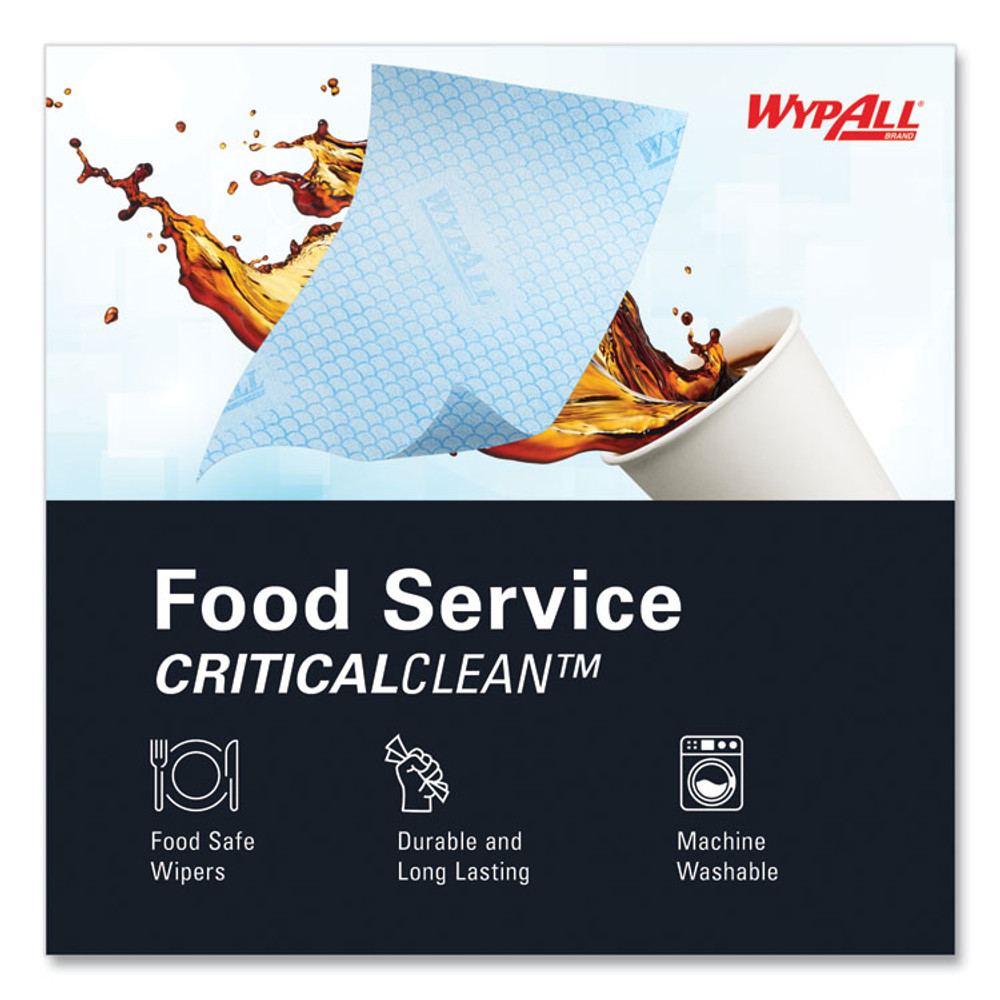 KIMBERLY-CLARK PROFESSIONAL WypAll® 51633 Heavy-Duty Foodservice Cloths, 12.5 x 23.5, Blue, 100/Carton