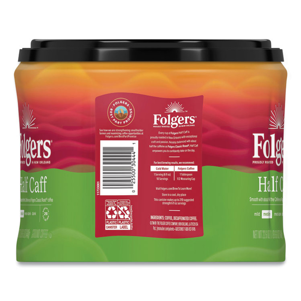 KEURIG DR PEPPER Folgers® 20527 Coffee, Half Caff, 22.6 oz Canister