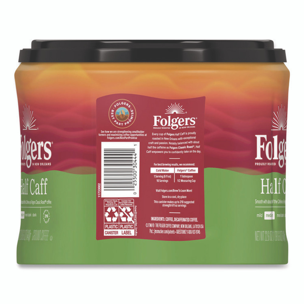 KEURIG DR PEPPER Folgers® 20527 Half Caff Ground Coffee, 22.6 oz Canister