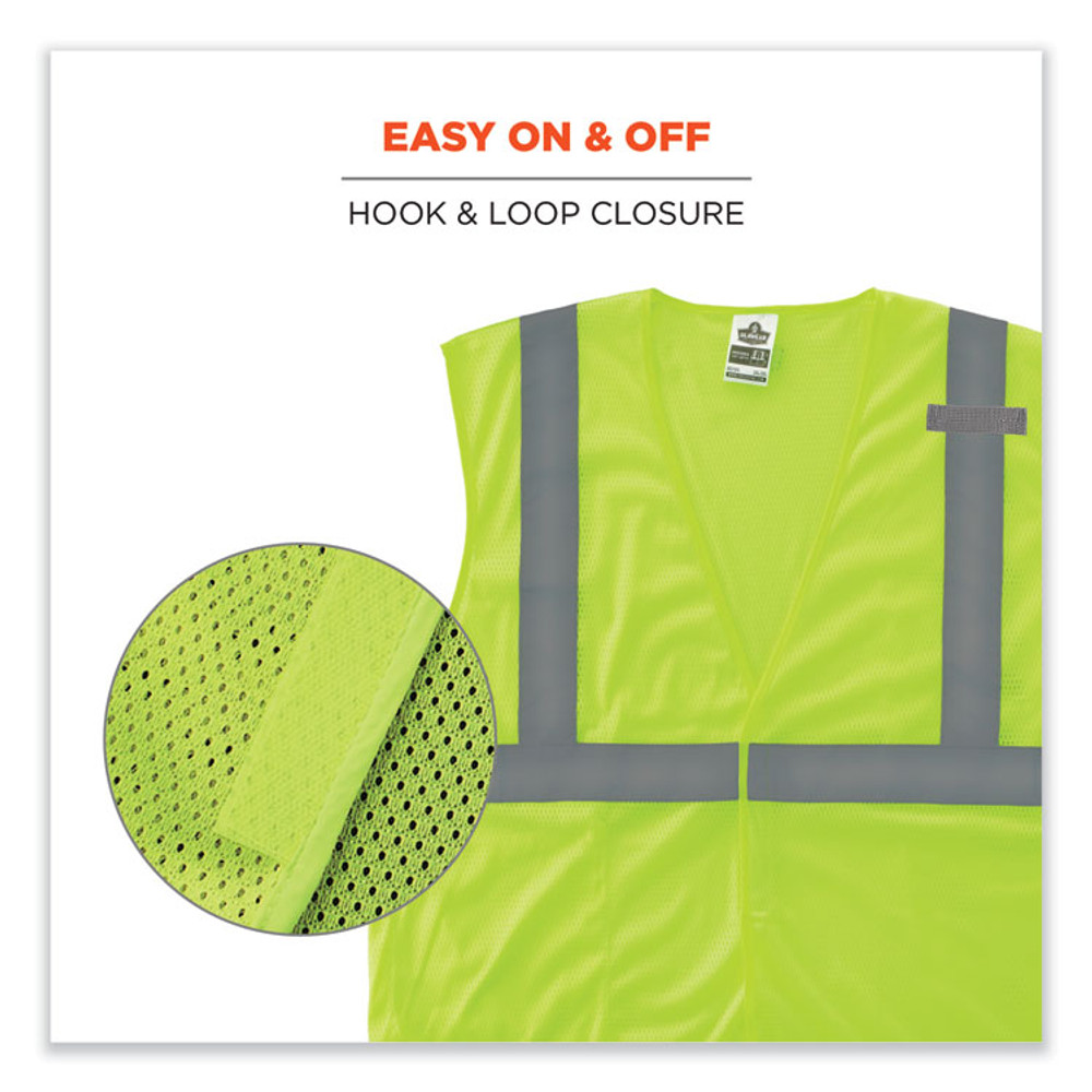TENACIOUS HOLDINGS, INC. ergodyne® 24526 GloWear 8210HL-S Single Size Class 2 Economy Mesh Vest, Polyester, 2X-Large, Lime