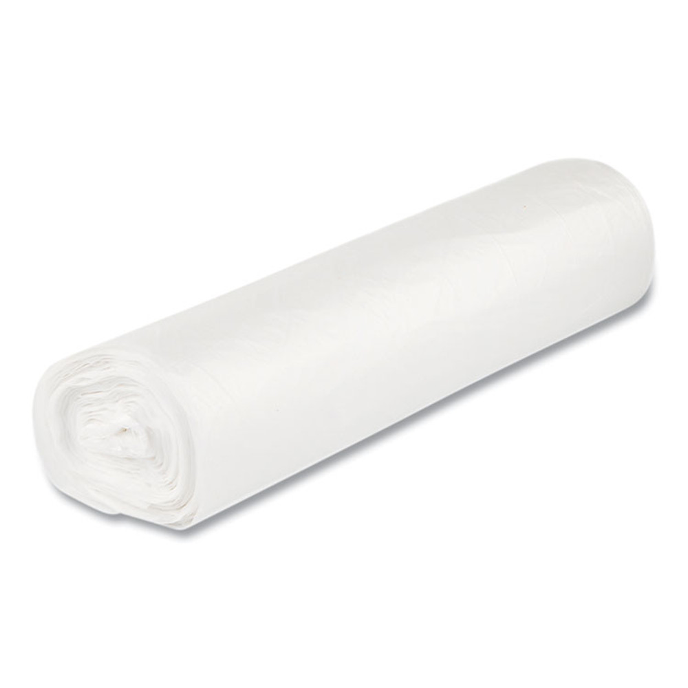 INTEGRATED BAGGING SYSTEMS Inteplast Group SL2424LTN Low-Density Commercial Can Liners, 10 gal, 0.35 mil, 24" x 24", Clear, Perforated Roll, 50 Bags/Roll, 20 Rolls/Carton
