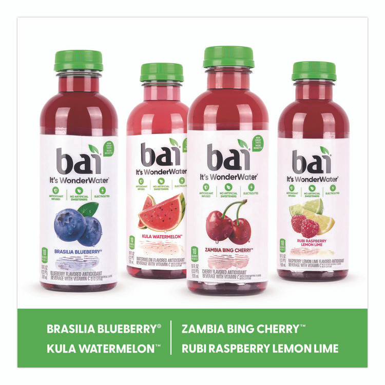 DR PEPPER SNAPPLE GROUP, INC. Bai 22000656 Antioxidant Infused Beverage, Variety Pack, 18 oz Bottle, 15/Carton