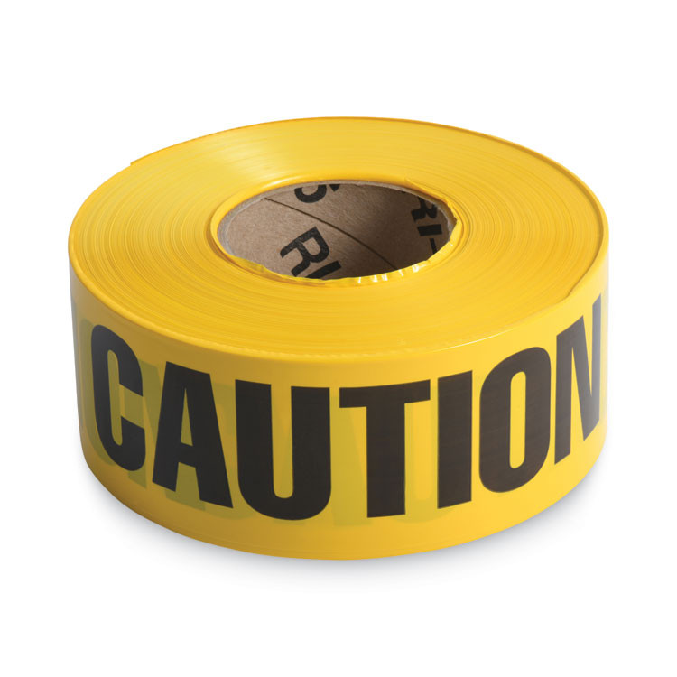TATCO 10700 Caution Barricade Safety Tape, 3" x 1,000 ft, Black/Yellow
