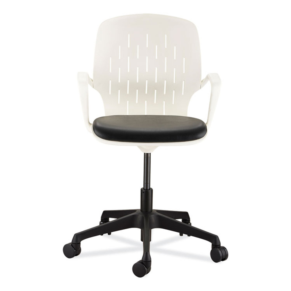 SAFCO PRODUCTS 7013WH Shell Desk Chair, Supports Up to 275 lb, 17" to 20" Seat Height, Black Seat, White Back, Black/White Base