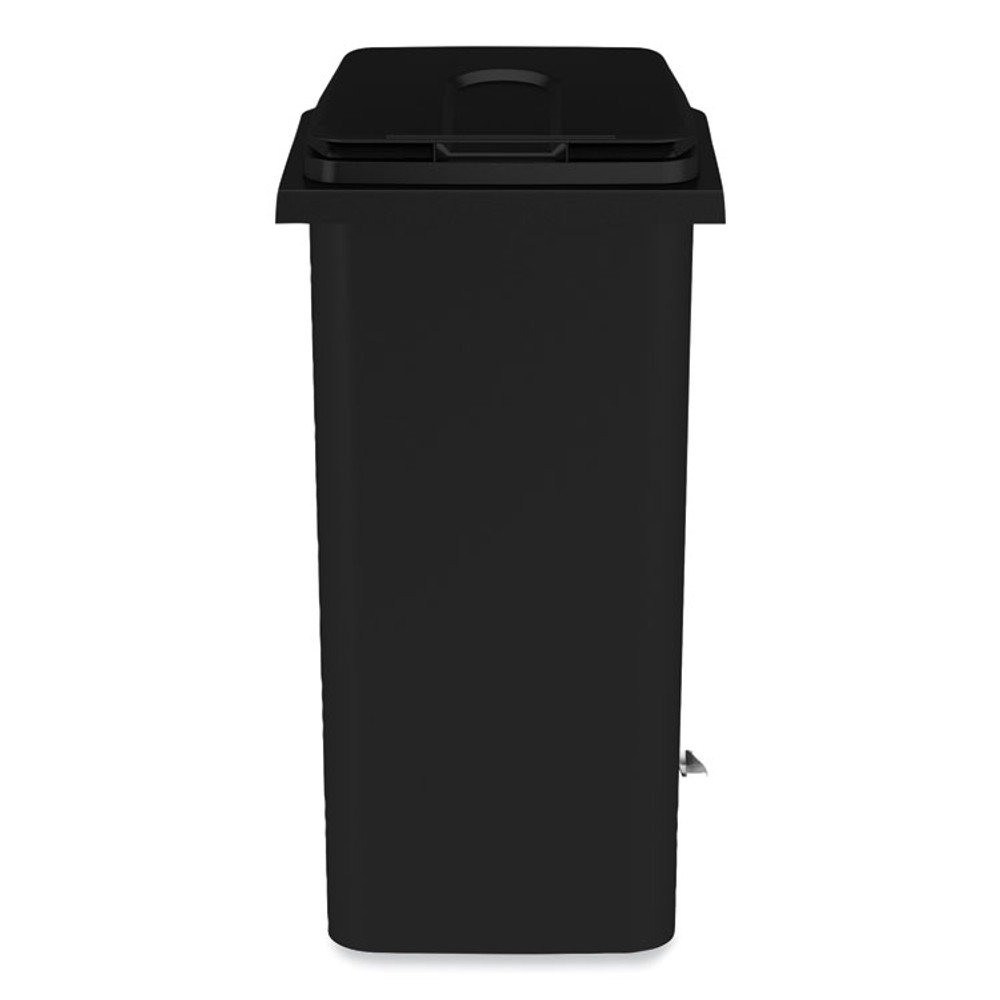SAFCO PRODUCTS 9926BL Plastic Step-On Receptacle, 32 gal, Metal, Black