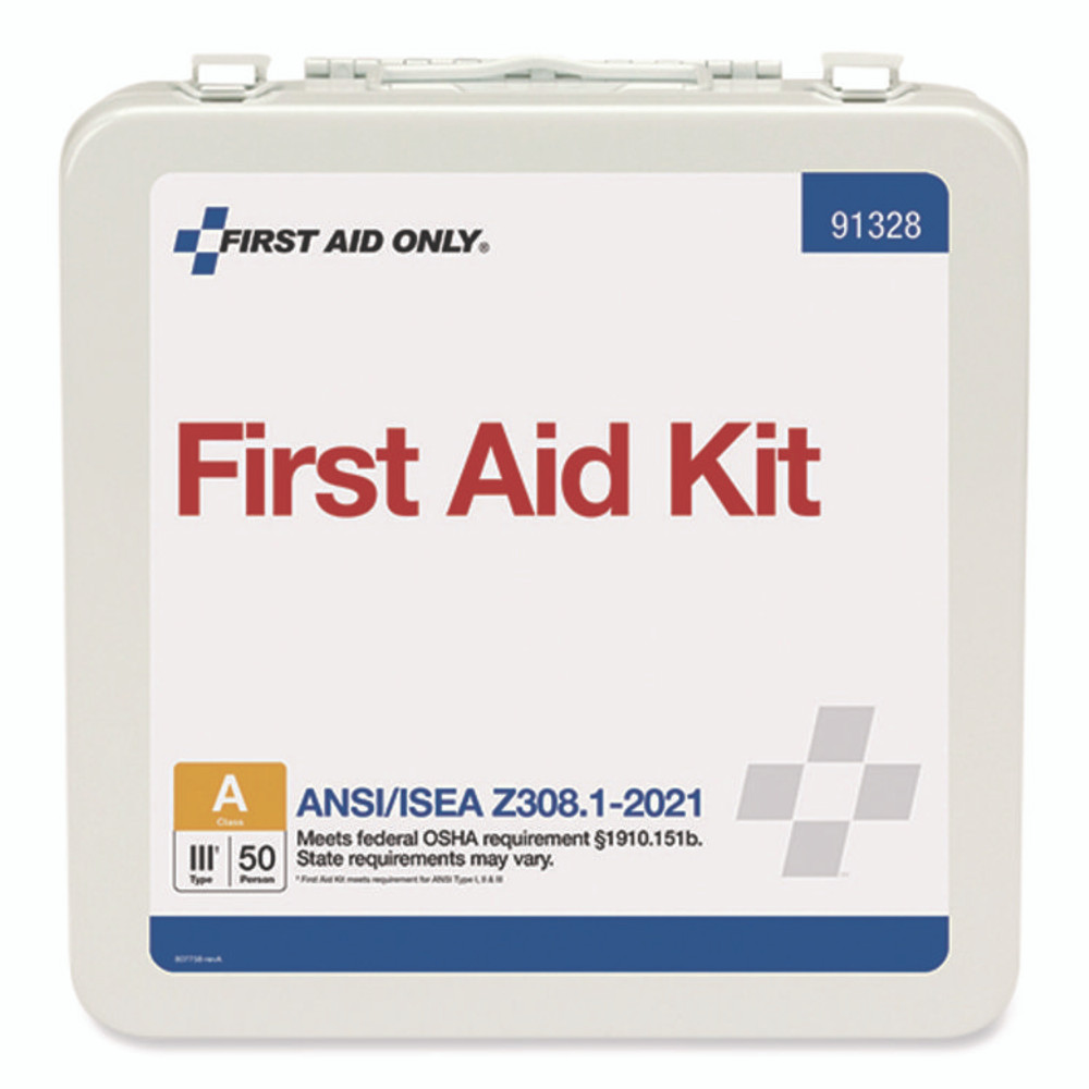FIRST AID ONLY, INC. 91328 ANSI 2021 Type III First Aid Kit for 50 People, 184 Pieces, Metal Case
