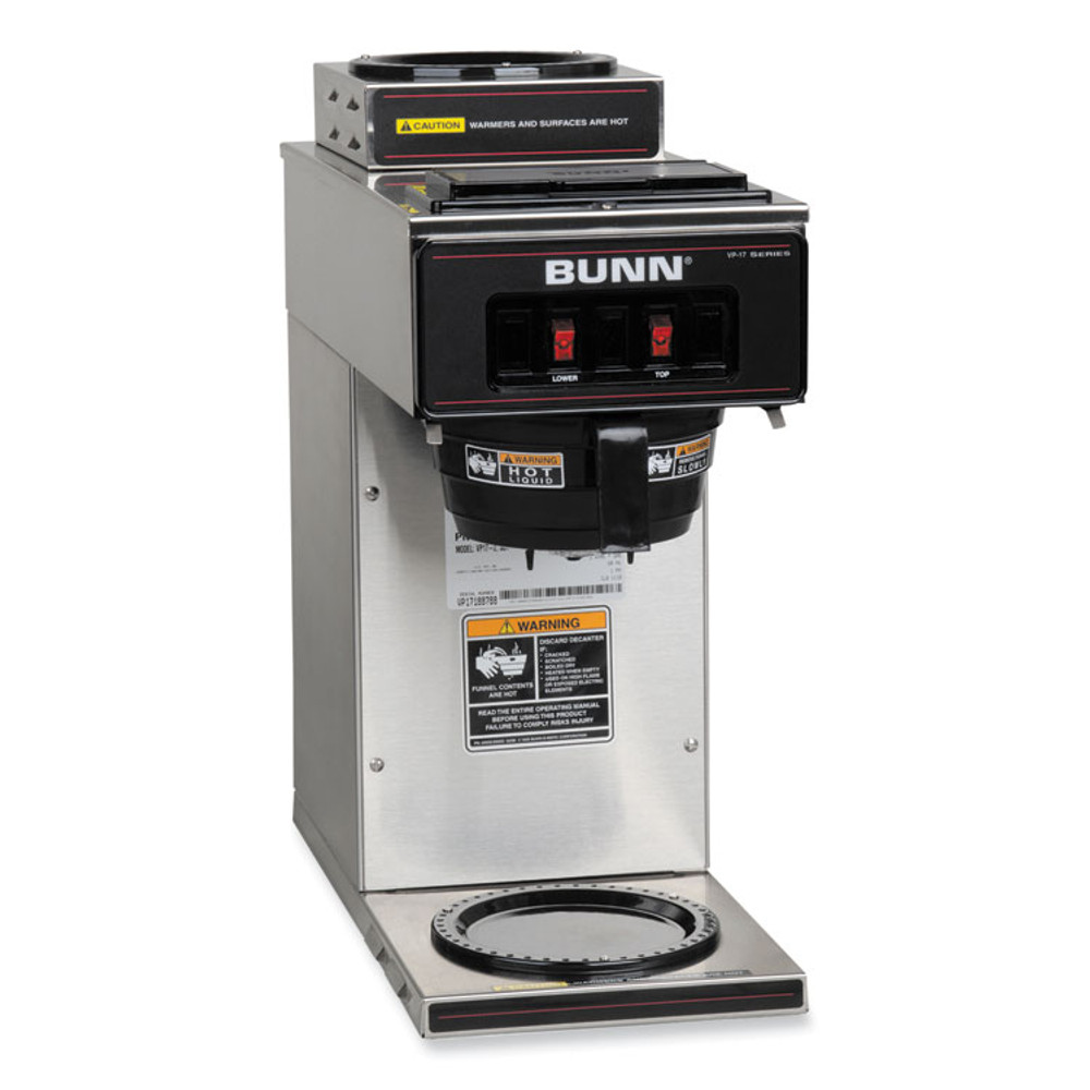 BUNN-O-MATIC 133000002 VP17-2 12-Cup Pourover Coffee Brewer, Black/Stainless Steel