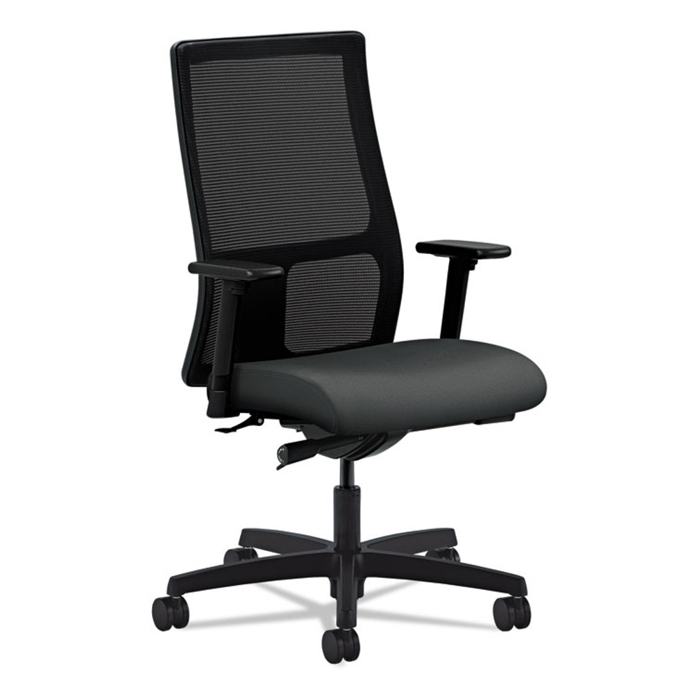 HON COMPANY IW103CU19 Ignition Series Mesh Mid-Back Work Chair, Supports Up to 300 lb, 17.5" to 22" Seat Height, Iron Ore Seat, Black Back/Base