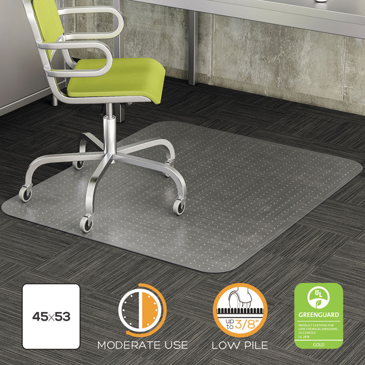 DEFLECTO CORPORATION CM13142 DuraMat Moderate Use Chair Mat for Low Pile Carpeted Floors, Rectangular, Beveled Edges, 36" x 48", Clear, Ships Flat