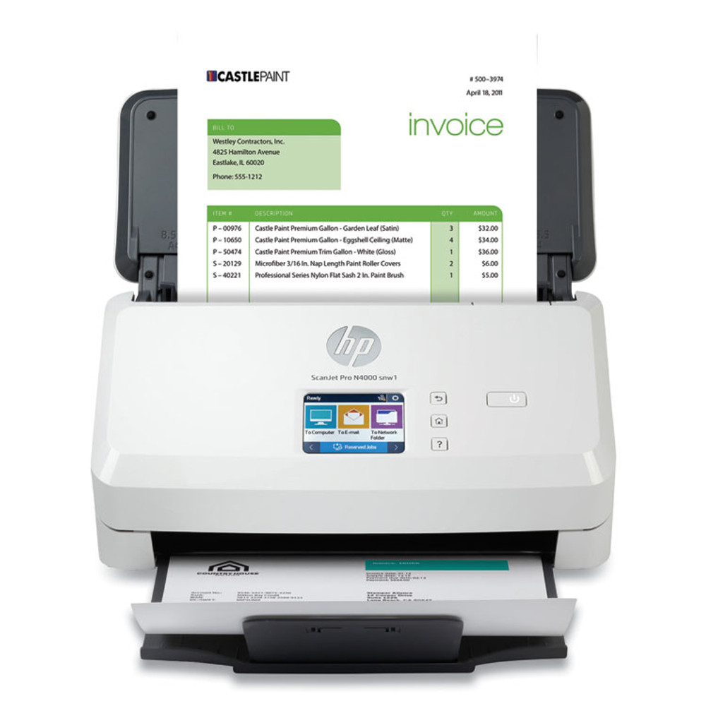 HP INC 6FW08A ScanJet Pro N4000 snw1 Sheet-Feed Scanner, 600 dpi Optical Resolution, 50-Sheet Duplex Auto Document Feeder