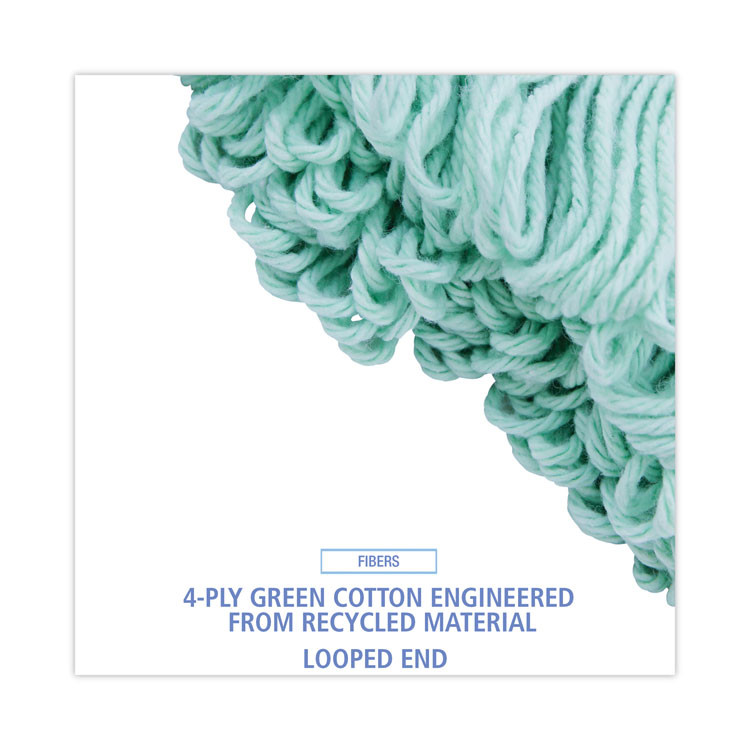 BOARDWALK 1200XL EcoMop Looped-End Mop Head, Recycled Fibers, Extra Large Size, Green