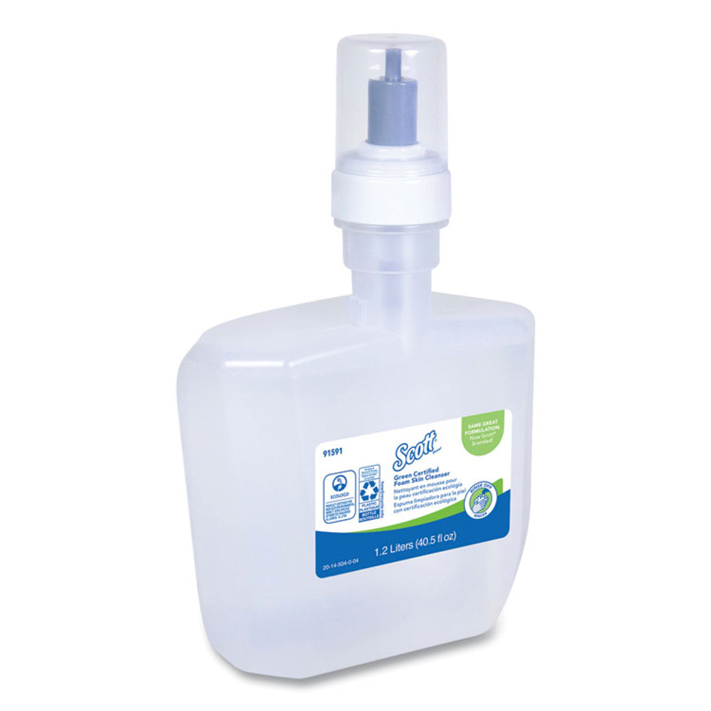 KIMBERLY-CLARK PROFESSIONAL Scott® 91591 Essential Green Certified Foam Skin Cleanser Refill, Unscented, 1,200 mL, 2/Carton