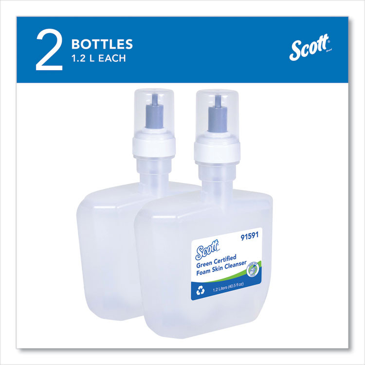 KIMBERLY-CLARK PROFESSIONAL Scott® 91591 Essential Green Certified Foam Skin Cleanser Refill, Unscented, 1,200 mL, 2/Carton