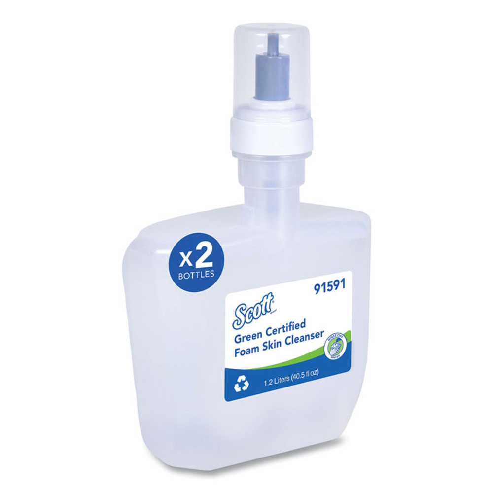 KIMBERLY-CLARK PROFESSIONAL Scott® 91591 Essential Green Certified Foam Skin Cleanser Refill, Unscented, 1,200 mL, 2/Carton