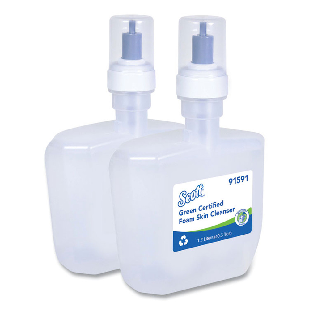 KIMBERLY-CLARK PROFESSIONAL Scott® 91591 Essential Green Certified Foam Skin Cleanser Refill, Unscented, 1,200 mL, 2/Carton