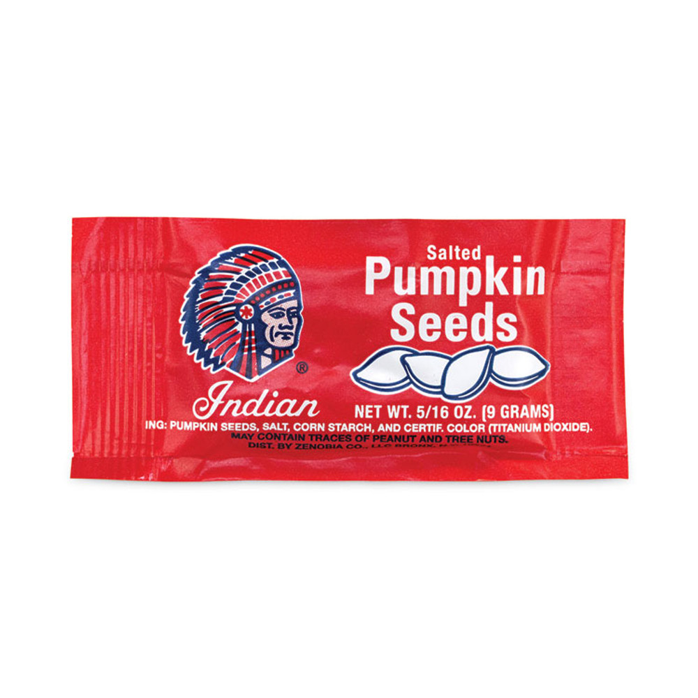 ZENOBIA CO, LLC Indian 20902590 Salted Pumpkin Seeds, 0.31 oz Pouches, 36 Pouches/Pack, 2 Packs/Carton