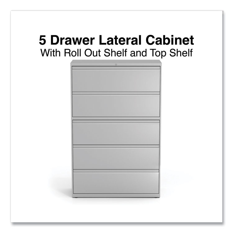 ALERA HLF4267LG Lateral File, 5 Legal/Letter/A4/A5-Size File Drawers, 1 Roll-Out Posting Shelf, Light Gray, 42" x 18.63" x 67.63"