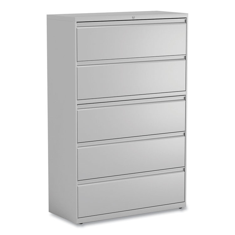 ALERA HLF4267LG Lateral File, 5 Legal/Letter/A4/A5-Size File Drawers, 1 Roll-Out Posting Shelf, Light Gray, 42" x 18.63" x 67.63"