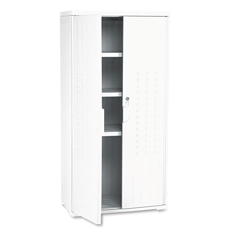 ICEBERG ENTERPRISES 92553 Rough n Ready Storage Cabinet, Three-Shelf, 33w x 18d x 66h, Platinum