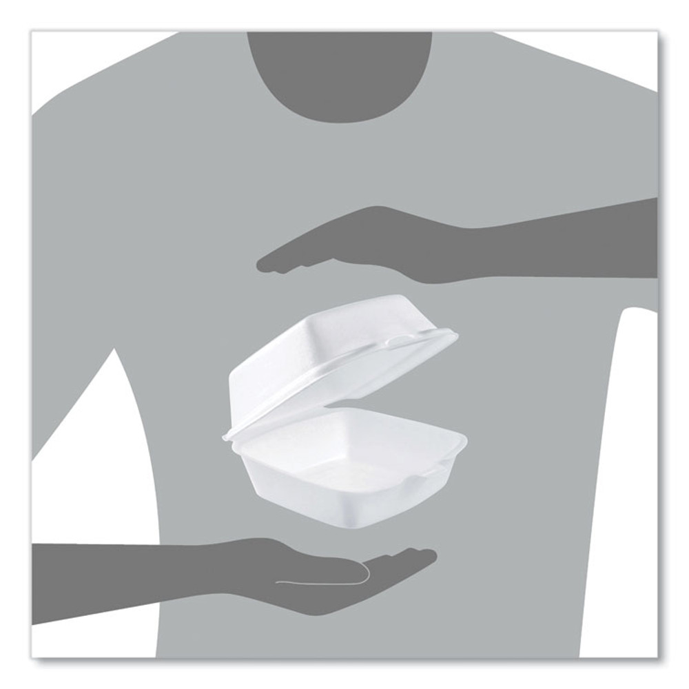 DART 50HT1 Foam Hinged Lid Containers, 5.38 x 5.5 x 2.88, White, 500/Carton