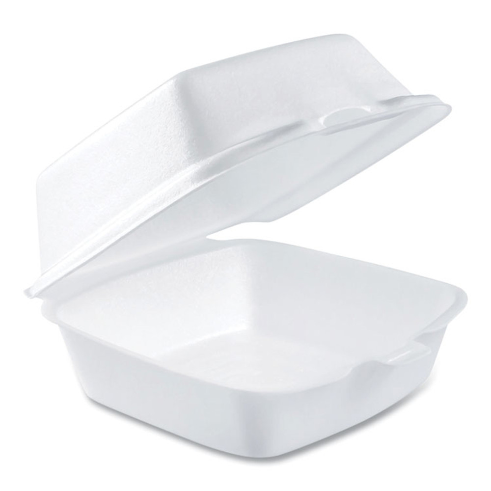 DART 50HT1 Foam Hinged Lid Containers, 5.38 x 5.5 x 2.88, White, 500/Carton