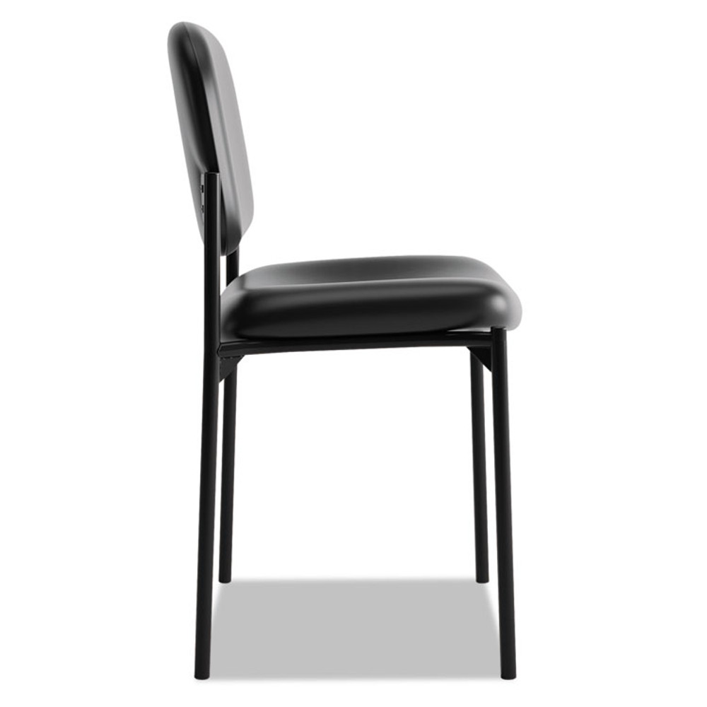 HON COMPANY VL606SB11 VL606 Stacking Guest Chair without Arms, Bonded Leather Upholstery, 21.25" x 21" x 32.75", Black Seat, Black Back, Black Base