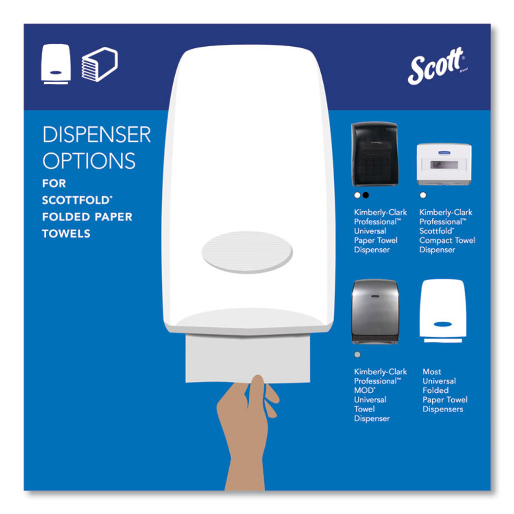 KIMBERLY-CLARK PROFESSIONAL Scott® 01980 Pro Scottfold Towels, 1-Ply, 9.4 x 12.4, White, 175 Towels/Pack, 25 Packs/Carton