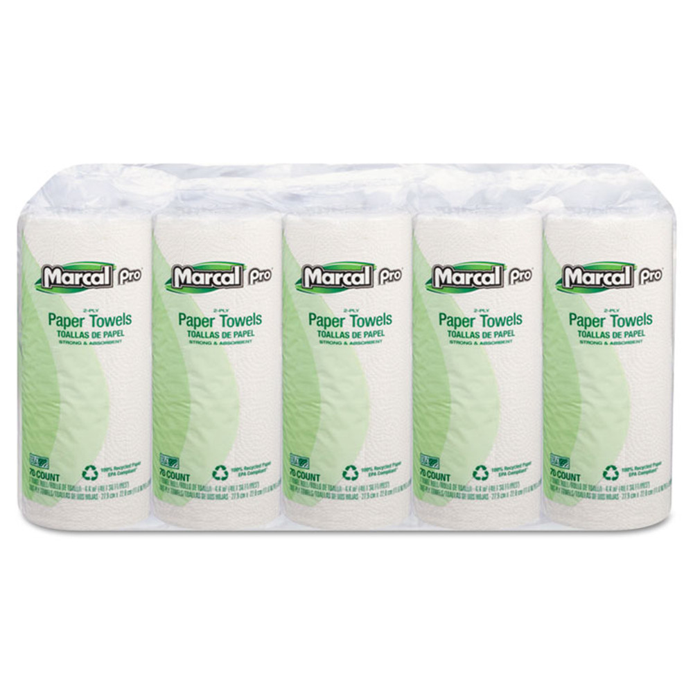 SOUNDVIEW Marcal PRO™ 610 100% Premium Recycled Perforated Kitchen Roll Towels, 2-Ply, 11 x 9, White, 70/Roll, 15 Rolls/Carton