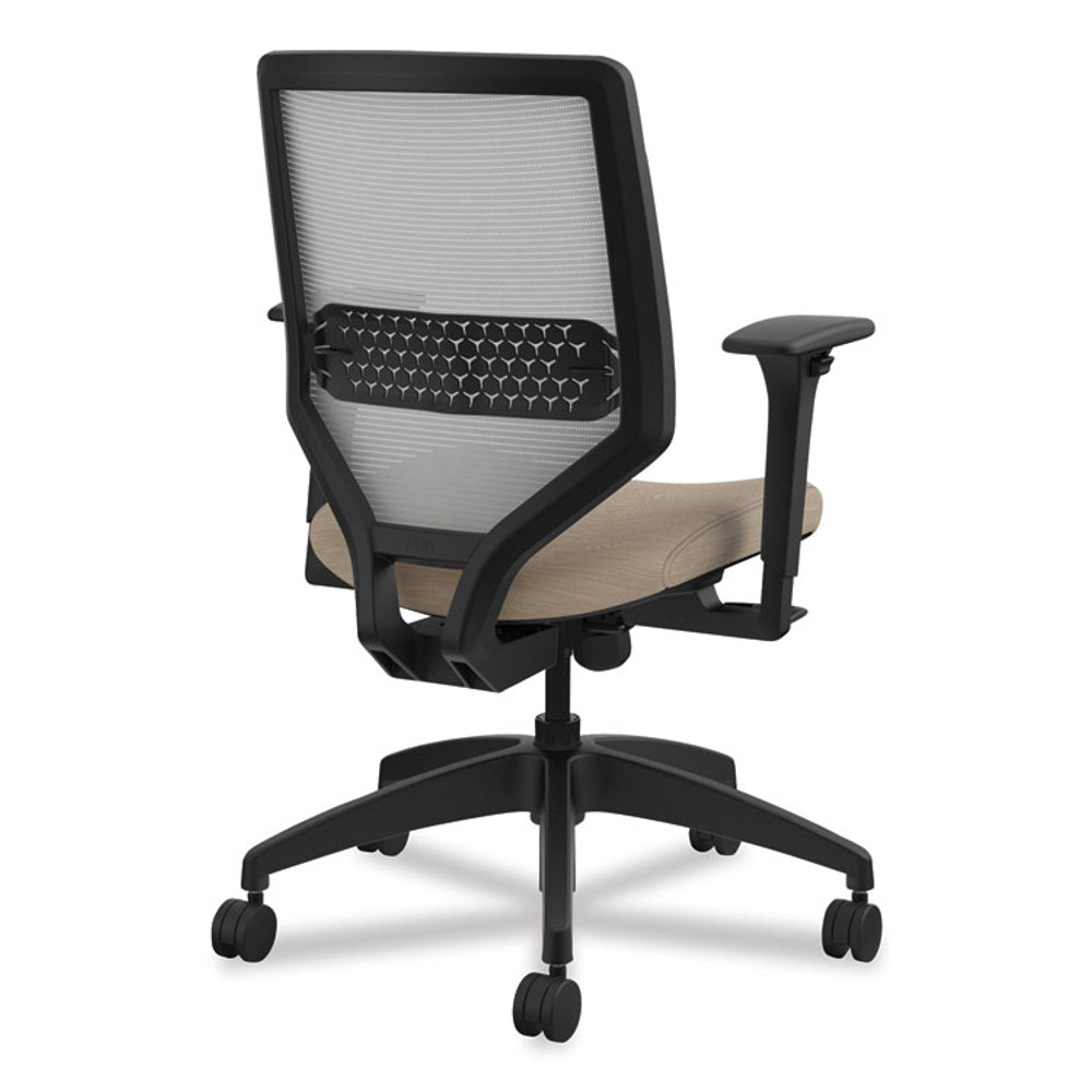 HON COMPANY SVM1ALIFC22T Solve Series Mesh Back Task Chair, Supports Up to 300 lb, 18" to 23" Seat Height, Putty Seat, Fog Back, Black Base