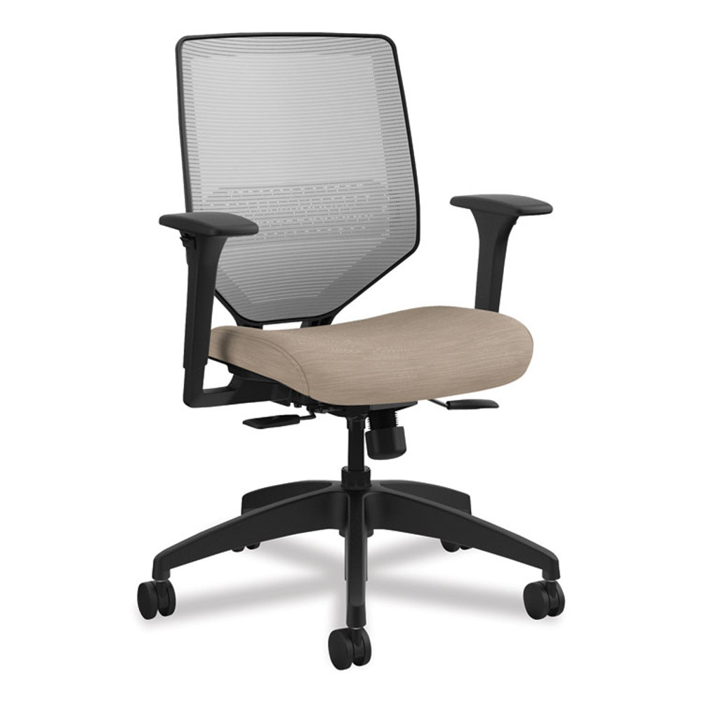 HON COMPANY SVM1ALIFC22T Solve Series Mesh Back Task Chair, Supports Up to 300 lb, 18" to 23" Seat Height, Putty Seat, Fog Back, Black Base