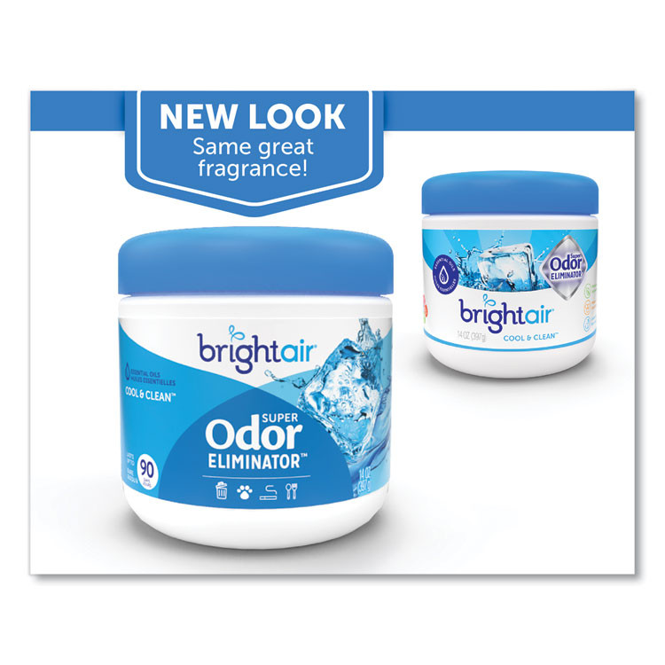 BRIGHT AIR 900090EA Super Odor Eliminator, Cool and Clean, Blue, 14 oz Jar