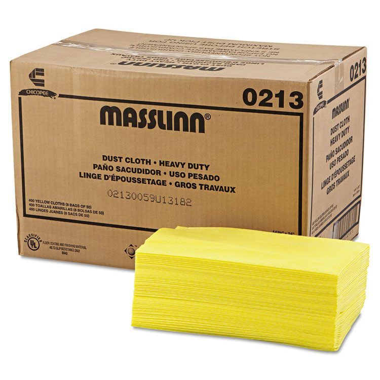CHICOPEE, INC Chix® 0213 Masslinn Dust Cloths, 1-Ply, 16 x 24, Unscented, Yellow, 50/Pack, 8 Packs/Carton