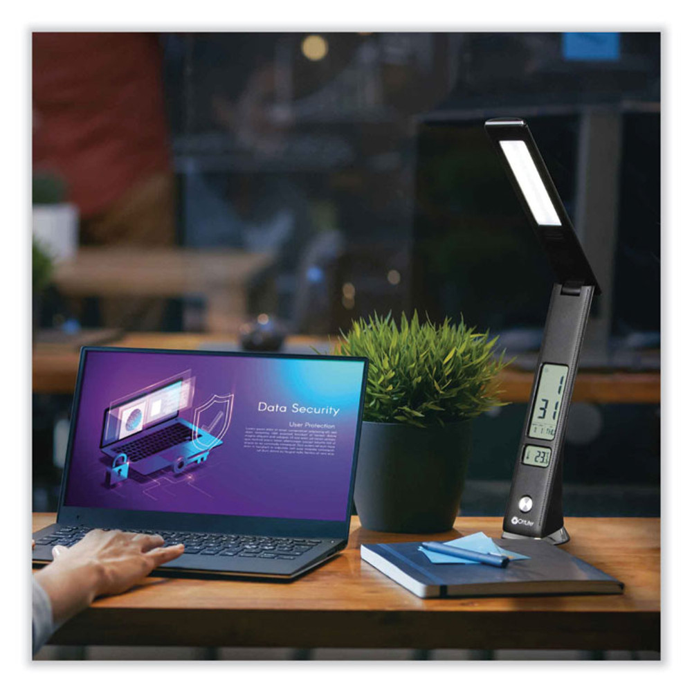 OTTLITE TECHNOLOGIES, INC CSE13G59 Wellness Series Rise LED Desk Lamp with Digital Display, 12" to 19" High, Black