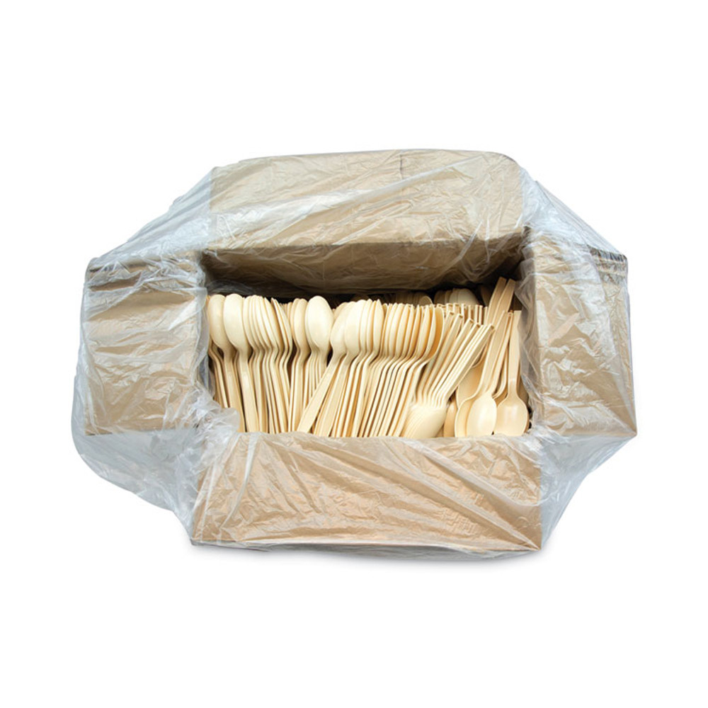 PACTIV EVERGREEN CORPORATION YPSMSTEC EarthChoice PSM Cutlery, Heavyweight Spoon, Plastic, Tan, 1,000/Carton